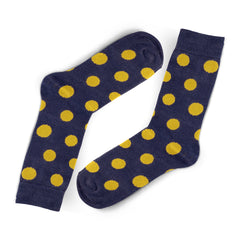 Polka Dot Socks Yellow Dot Socks Navy Blue Socks Fashion Socks Stylish Sock Men Socks Cozy Socks Mid Calf Socks Cotton Socks Unisex Socks Colorful