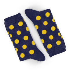 Polka Dot Socks Yellow Dot Socks Navy Blue Socks Fashion Socks Stylish Sock Men Socks Cozy Socks Mid Calf Socks Cotton Socks Unisex Socks Colorful