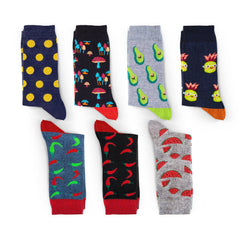 7 Pack Socks for Everyday Socks Cotton Socks  for Unisex Adult Mushroom / Avocado / Pineapple / Polka Dot /Watermelon/ Pepper Socks for Gift