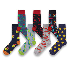 7 Pack Socks for Everyday Socks Cotton Socks  for Unisex Adult Mushroom / Avocado / Pineapple / Polka Dot /Watermelon/ Pepper Socks for Gift