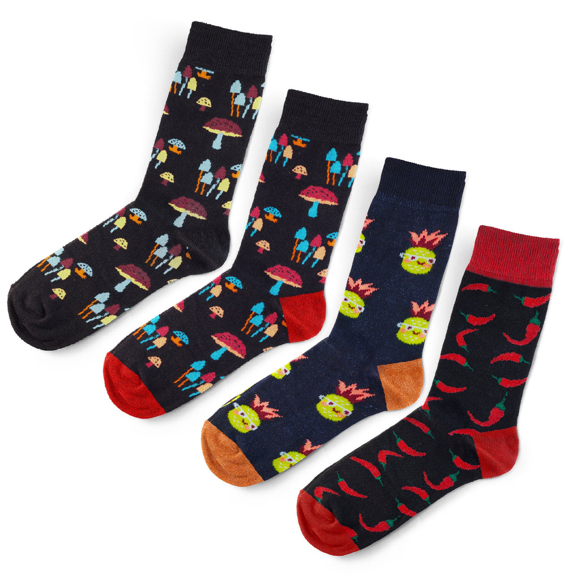 Set 4 Pairs Cotton Socks  Men Socks Unisex Socks Colorful Socks Pattern Socks Gift Socks Novelty Socks Cool Socks Cute Socks