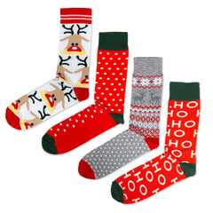 Funny Christmas Socks Set 4 Pair Christmas Socks for Women & Men Gift for Adults Cotton Groomsmen Christmas Socks Mid Calf