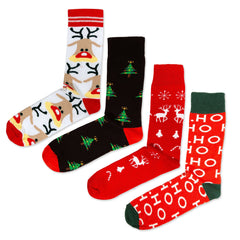 Christmas Socks for Men, Women Funny Socks Gift 4 Pair Christmas Socks Set for Women & Men Gift for Adults Thick Cotton Socks Holiday Gift