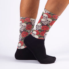 Halloween Skull Roses Socks Gift For Boyfriend Pop Art Print Crew Christmas Socks Gifts for Her Gothic Designed Socks for Daughter