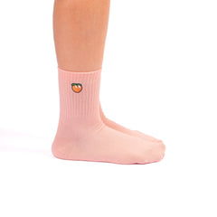 Peach Pink Women Socks, Embroidered Peachy Soft Socks, Womens Socks Gift for Pajamas Party, Bff Gift for Christmas, Honey Moon Gift Socks