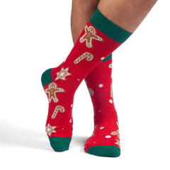 Ginger Bread Christmas Socks Gift for Husband, Candy Cane Printed Socks for Mom Gift, Christmas Tree Gift Red Crew Soft Socks for Boyfriend