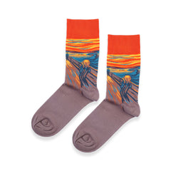 Printed Socks for Art Lovers, Scream Edvard Munch Socks for Art Student, Famous Art Socks Gift for Women, Artist Socks Gift for Xmas Party