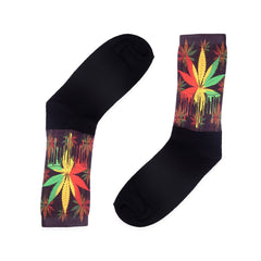 Jamaica Weeds Socks for Friends Gifts, Cool Gifts Funky Crew Socks for Men, Colorful Christmas Socks Gift for Stoner