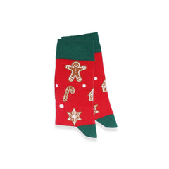 Ginger Bread Christmas Socks Gift for Husband, Candy Cane Printed Socks for Mom Gift, Christmas Tree Gift Red Crew Soft Socks for Boyfriend