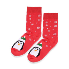 Cute Penguin Socks Couple Gifts for Christmas Red Fluffy Animal Socks for Women Gift Unisex Crew Custom Sock Gift for Employee Gift for Her