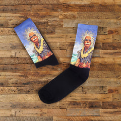 Einstein Holiday Socks, Hawaii Flowers Funny Socks Christmas Gift for Dad Funky Traveler Gift Socks Geek Gift Adult Crew Socks for New Year