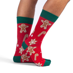 Ginger Bread Christmas Socks Gift for Husband, Candy Cane Printed Socks for Mom Gift, Christmas Tree Gift Red Crew Soft Socks for Boyfriend