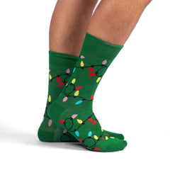 Christmas Light Socks for Couples, Green Xmas Tree Comfortable Socks For Dad Gift, Happy New Year Gift Socks for Costumer, Christmas Socks