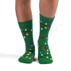 Christmas Light Socks for Couples, Green Xmas Tree Comfortable Socks For Dad Gift, Happy New Year Gift Socks for Costumer, Christmas Socks