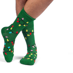 Christmas Light Socks for Couples, Green Xmas Tree Comfortable Socks For Dad Gift, Happy New Year Gift Socks for Costumer, Christmas Socks