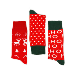 Happy Christmas Socks Gift Set 3 Pair Red Crew Socks for Christmas Lover Gift Soft Personalized Socks Gift for Employee Family Socks Gift