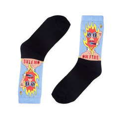 On Fire Funny Socks for Smoker Gifts, Stoner Pothead Adult Comfy Socks for Boyfriend Gifts, Gag Gifts Christmas Socks for Friends