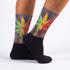 Jamaica Weeds Socks for Friends Gifts, Cool Gifts Funky Crew Socks for Men, Colorful Christmas Socks Gift for Stoner