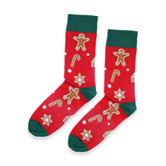 Ginger Bread Christmas Socks Gift for Husband, Candy Cane Printed Socks for Mom Gift, Christmas Tree Gift Red Crew Soft Socks for Boyfriend