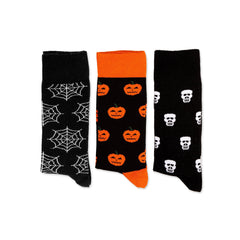 Socks for Birthdays 3 Pair Gift Cotton Crew Socks Boyfriend Gift Ideas, Pumpkin Socks Spiderweb, Skull, Winter Crew Socks Gift for Family