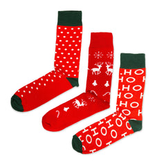 Happy Christmas Socks Gift Set 3 Pair Red Crew Socks for Christmas Lover Gift Soft Personalized Socks Gift for Employee Family Socks Gift